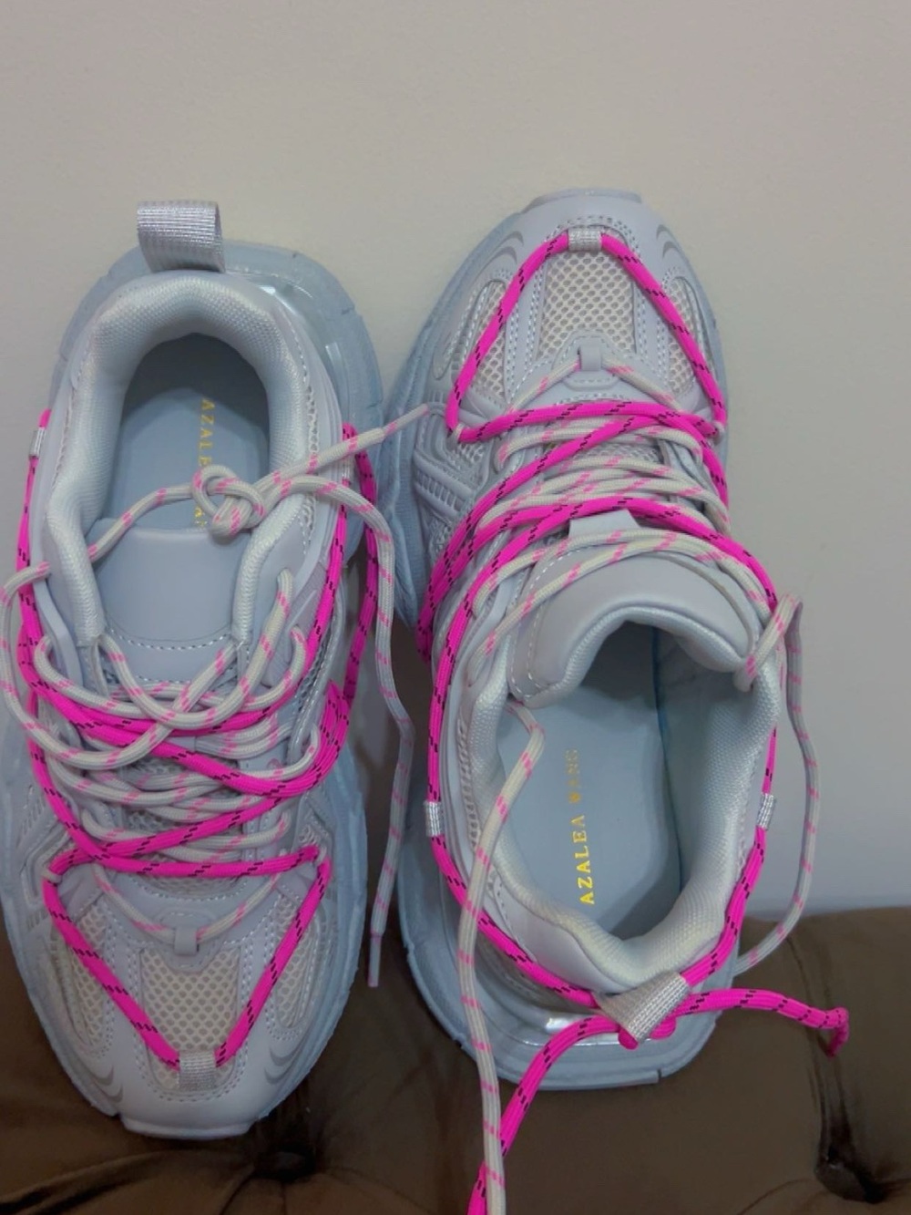 Women's gray Sneakers with Neon Pink Accents